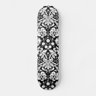 Zwart-wit damastpatroon skateboard