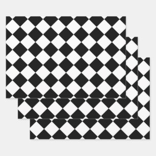 Zwart-wit dambord geruit vlag ontwerp inpakpapier vel