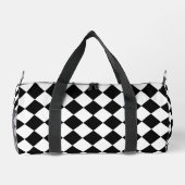 Zwart-wit dambord geruit vlag ontwerp plunjezak (Achterkant)