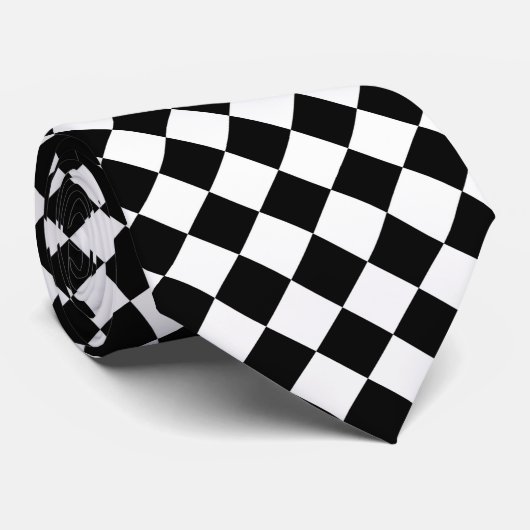 Zwart-wit dambord geruit vlag ontwerp stropdas (Opgerold)