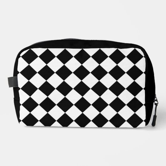 Zwart-wit dambord geruit vlag ontwerp toilettasje (Voorkant)