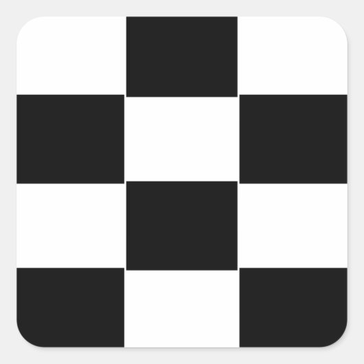 Zwart-wit dambord vierkante sticker (Voorkant)