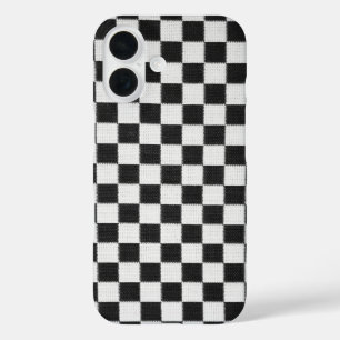 Zwart-wit dambordpatroon iPhone 16 hoesje