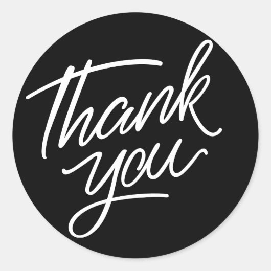 Zwart Wit Dank u Bruiloft Vrijgezellenfeest Party Ronde Sticker (Voorkant)