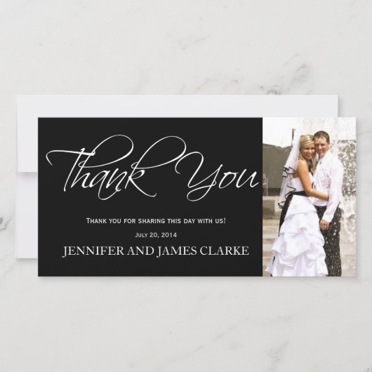 Zwart Wit Dank u Foto Kaarten (Voorkant)