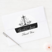 Zwart Wit Dank u Kroonluchter Wedding Sickers Ronde Sticker (Envelop)