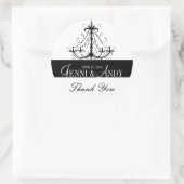 Zwart Wit Dank u Kroonluchter Wedding Sickers Ronde Sticker (Tas)
