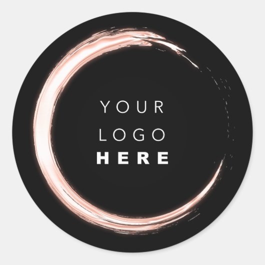 Zwart wit Dank u Logo minimalisme Ronde Sticker (Voorkant)