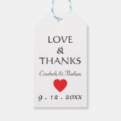 Zwart-wit dank u rode hart bruiloft cadeaulabel (Voorkant)