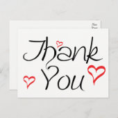 Zwart-wit Dank u Rode Liefde Hearts Briefkaart (Voorkant / Achterkant)