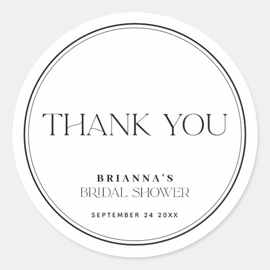 Zwart & Wit Dank u Vrijgezellenfeest Ronde Sticker (Voorkant)