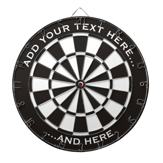 Zwart-wit dartboard met aangepaste tekst dartbord (Voorkant)
