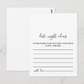 Zwart-wit Date Night Ideeën Kaarten (Voorkant / Achterkant)