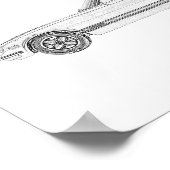 Zwart-wit Datsun 240Z Nissan S30 Tekening Poster (Hoek)