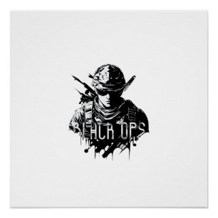 Zwart-wit De Black Ops Glossy Poster Perfect Poster