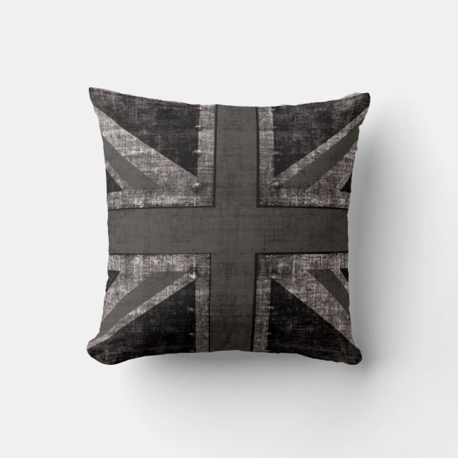 Zwart & wit de worphoofdkussen van Union Jack Kussen (Voorkant)