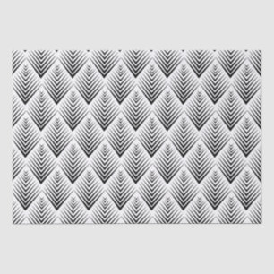 Zwart-wit Deco Fan Flowers Patroon Tissuepapier
