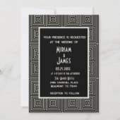 zwart-wit deco-geïnspireerd huwelijk kaart (Voorkant)