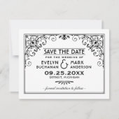 zwart-wit deco-huwelijk save the date (Voorkant)