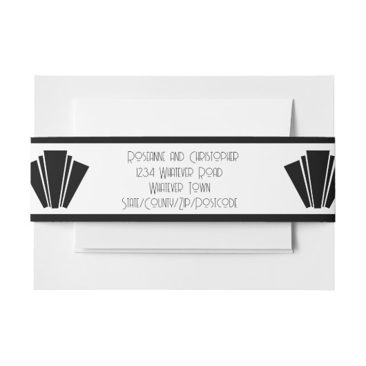 Zwart-wit deco-huwelijk uitnodigingen wikkel (Voorkant Voorbeeld)