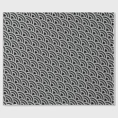 Zwart-wit deco kleine ventilatorschalen cadeaupapier (Vlak)