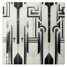 Zwart-wit Deco, kolommen en totems Tegeltje