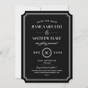 Zwart-wit deco-monogram voor kunst Opslaan Datum Save The Date