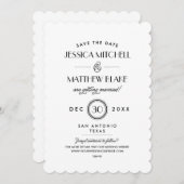 Zwart-wit deco-monogram voor kunst Opslaan Datum Save The Date (Voorkant / Achterkant)