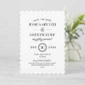Zwart-wit deco-monogram voor kunst Opslaan Datum Save The Date (Staand voorkant)
