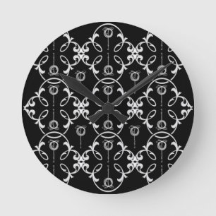 Zwart-wit decoratief patroon ronde klok