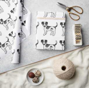 Zwart-Wit Deens-Zweedse Boerderijhond Patroon Cadeaupapier