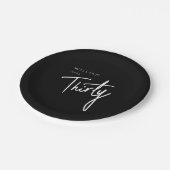 Zwart-wit Dertigste verjaardag belettering Papieren Bordje (Gekanteld)