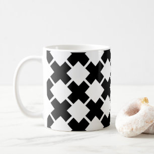 Zwart Wit Diagonaal Rustiek Lijnen Patroon Koffiemok