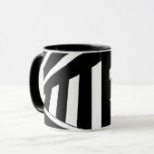 Zwart-wit diagonale strepen mok (Voorkant links)