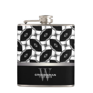 Zwart Wit Diamant Oogpatroon Memento Heup Flask Heupfles