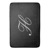 Zwart-wit diamanten Letter H Monogram Badmat (Voorkant Verticaal)