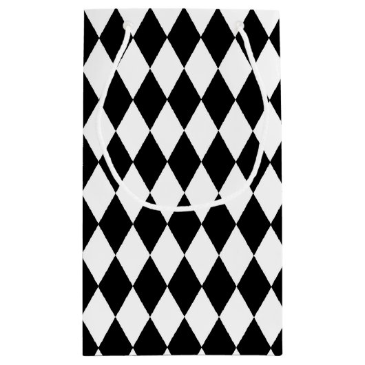 Zwart-wit diamanten ontwerp klein cadeauzakje (Achterkant)