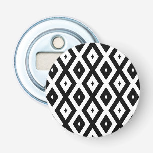 Zwart-wit diamantpatroon button flesopener