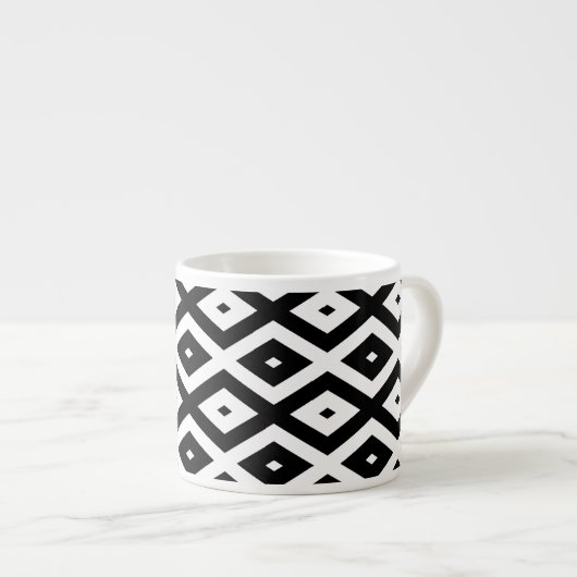 Zwart-wit diamantpatroon espresso kop (Voorkant rechts)