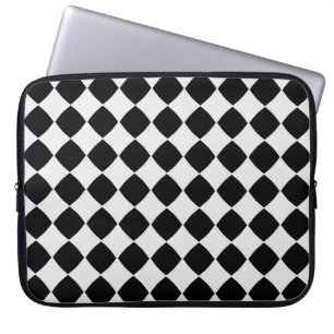 Zwart-wit diamantpatroon laptop sleeve