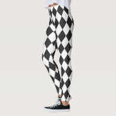 Zwart-wit diamantpatroon leggings (Links)