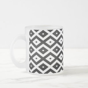 Zwart-wit diamantpatroon matglas koffiemok