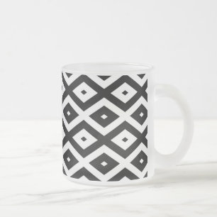 Zwart-wit diamantpatroon matglas koffiemok