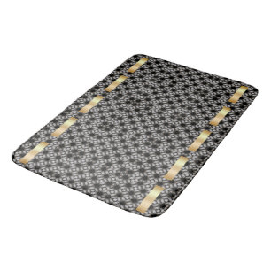 Zwart & wit diamantpatroon met gouden accent badmat