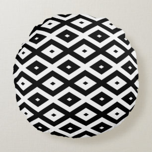 Zwart-wit diamantpatroon rond kussen