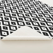 Zwart-wit diamantpatroon sherpa deken (3/4)