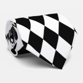 Zwart wit diamantpatroon stropdas (Opgerold)