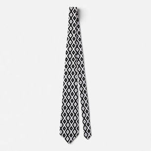 Zwart-wit diamantpatroon stropdas