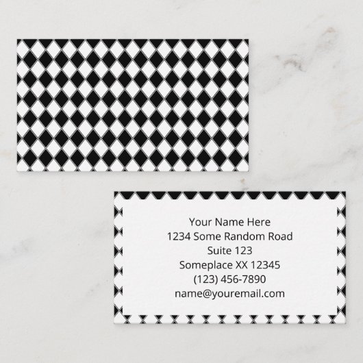Zwart-wit Diamond Argyle Patroon Visitekaartje (Voorkant / Achterkant)
