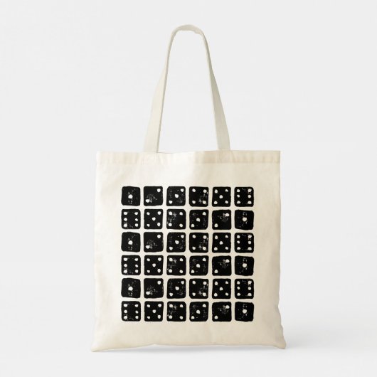 Zwart-wit Dice 1-6 Rustic Linocut Tote Bag (Achterkant)